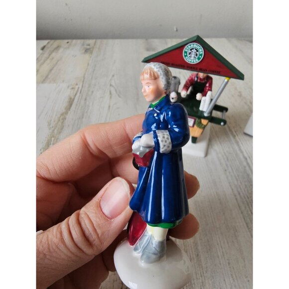 Dept 56 54870 Starbucks coffee cart new snow village people shopping vendor vint - Picture 3 of 15